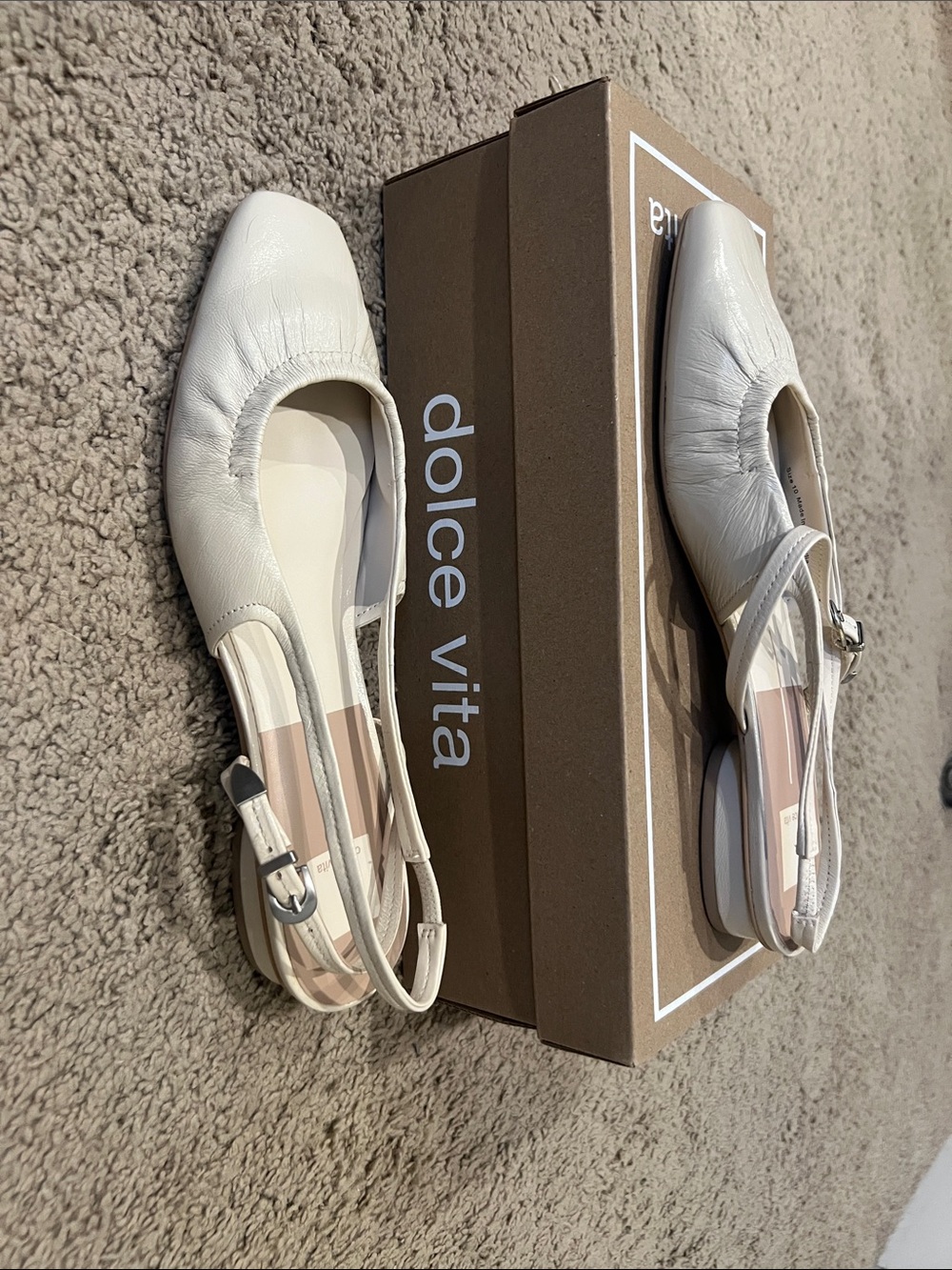 Dolce Vita Ivory Slingback Square-Toe Mules - Picture 6 of 7